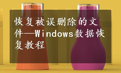 恢复被误删除的文件—Windows数据恢复教程