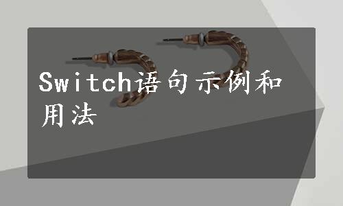 Switch语句示例和用法