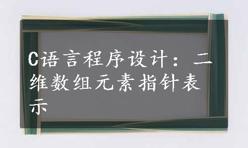 C语言程序设计：二维数组元素指针表示