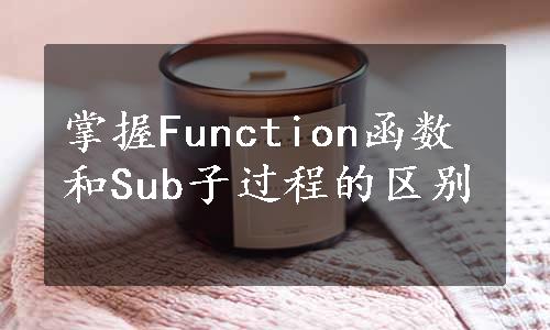 掌握Function函数和Sub子过程的区别