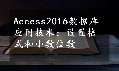 Access2016数据库应用技术：设置格式和小数位数