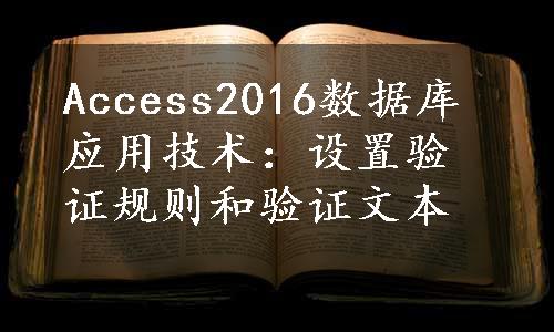 Access2016数据库应用技术：设置验证规则和验证文本