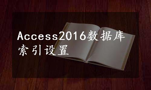 Access2016数据库索引设置