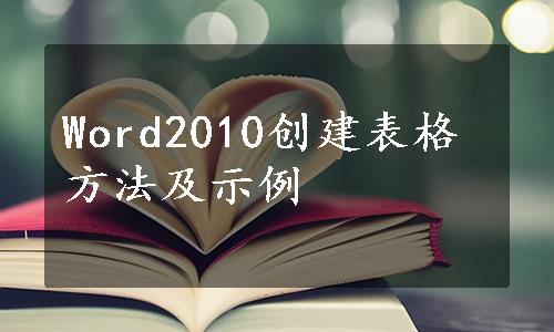 Word2010创建表格方法及示例