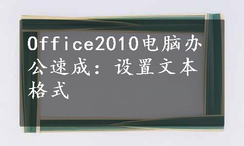 Office2010电脑办公速成：设置文本格式