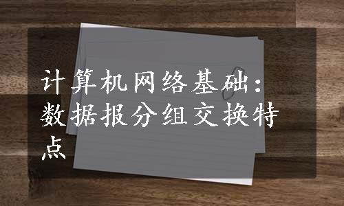 计算机网络基础：数据报分组交换特点