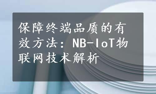 保障终端品质的有效方法：NB-IoT物联网技术解析
