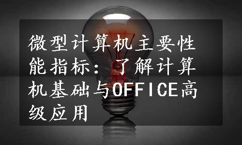 微型计算机主要性能指标：了解计算机基础与OFFICE高级应用