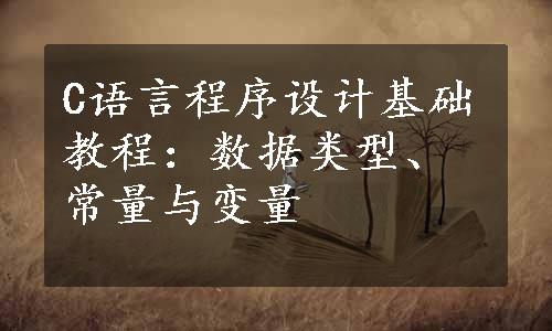 C语言程序设计基础教程：数据类型、常量与变量