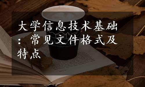 大学信息技术基础：常见文件格式及特点