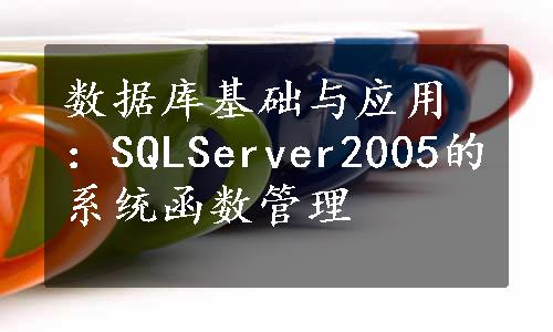 数据库基础与应用：SQLServer2005的系统函数管理