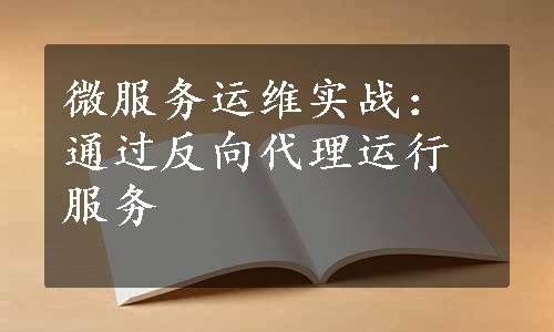 微服务运维实战：通过反向代理运行服务