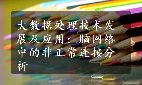 大数据处理技术发展及应用：脑网络中的非正常连接分析