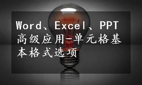 Word、Excel、PPT高级应用-单元格基本格式选项