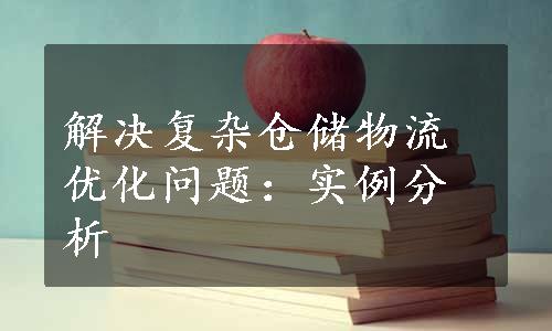 解决复杂仓储物流优化问题：实例分析