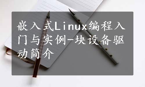 嵌入式Linux编程入门与实例-块设备驱动简介