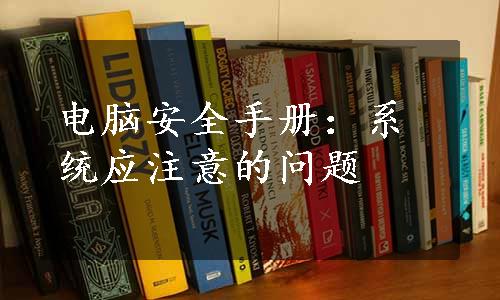 电脑安全手册：系统应注意的问题