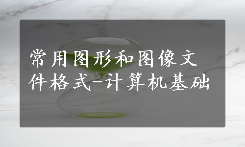 常用图形和图像文件格式-计算机基础