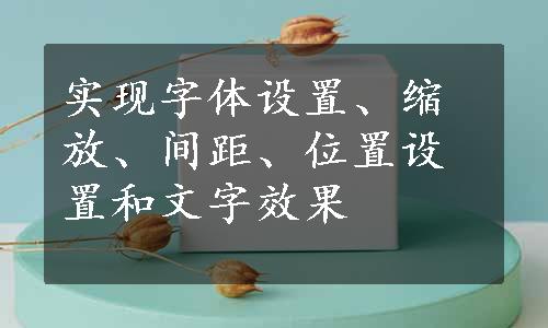 实现字体设置、缩放、间距、位置设置和文字效果