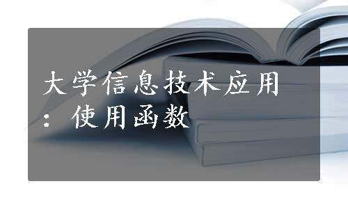 大学信息技术应用：使用函数