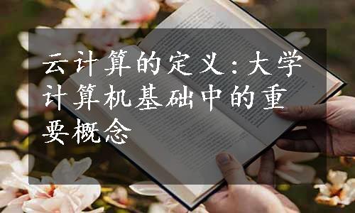 云计算的定义:大学计算机基础中的重要概念