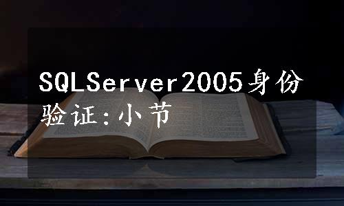 SQLServer2005身份验证:小节