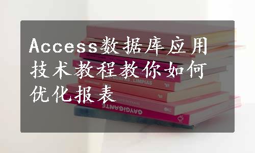 Access数据库应用技术教程教你如何优化报表