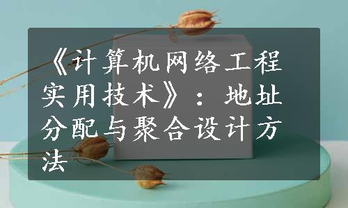 《计算机网络工程实用技术》：地址分配与聚合设计方法