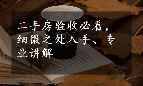 二手房验收必看，细微之处入手、专业讲解