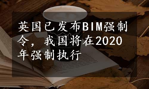 英国已发布BIM强制令，我国将在2020年强制执行