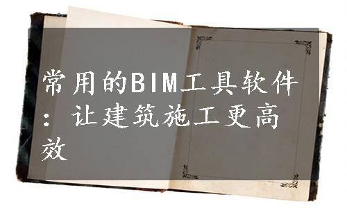 常用的BIM工具软件：让建筑施工更高效