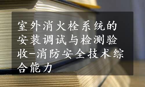 室外消火栓系统的安装调试与检测验收-消防安全技术综合能力