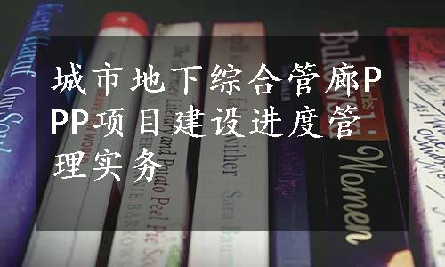 城市地下综合管廊PPP项目建设进度管理实务