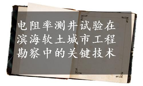 电阻率测井试验在滨海软土城市工程勘察中的关键技术