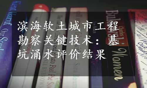 滨海软土城市工程勘察关键技术：基坑涌水评价结果