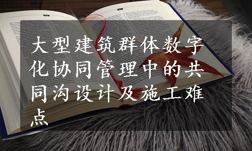 大型建筑群体数字化协同管理中的共同沟设计及施工难点