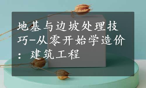 地基与边坡处理技巧-从零开始学造价：建筑工程