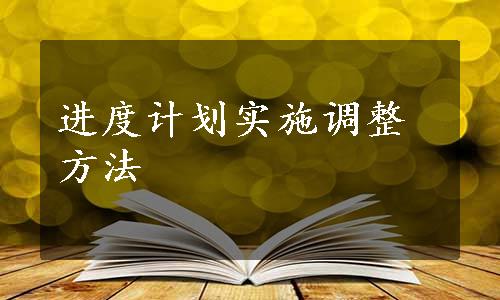 进度计划实施调整方法