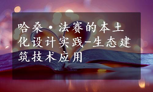 哈桑·法赛的本土化设计实践-生态建筑技术应用