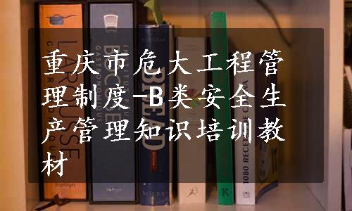 重庆市危大工程管理制度-B类安全生产管理知识培训教材