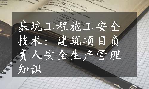 基坑工程施工安全技术：建筑项目负责人安全生产管理知识