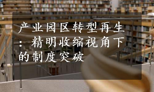 产业园区转型再生：精明收缩视角下的制度突破