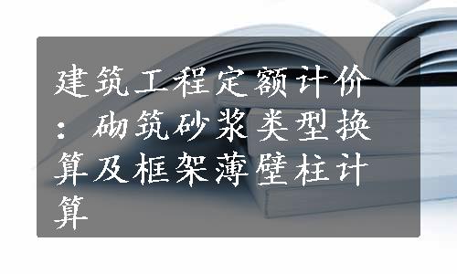 建筑工程定额计价：砌筑砂浆类型换算及框架薄壁柱计算