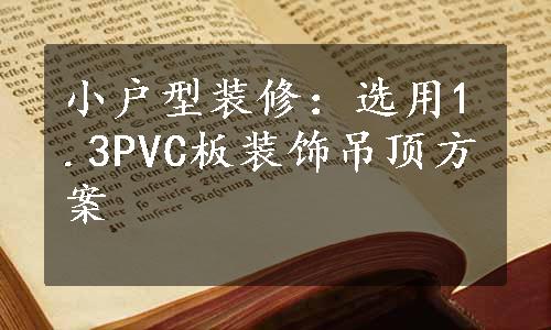 小户型装修：选用1.3PVC板装饰吊顶方案