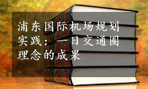 浦东国际机场规划实践：一日交通圈理念的成果