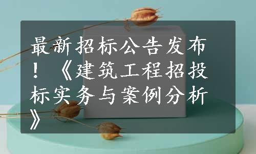 最新招标公告发布！《建筑工程招投标实务与案例分析》