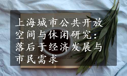 上海城市公共开放空间与休闲研究：落后于经济发展与市民需求