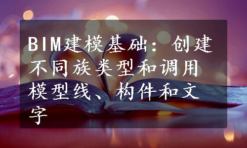 BIM建模基础：创建不同族类型和调用模型线、构件和文字