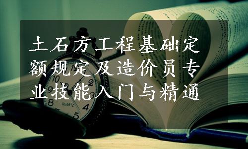 土石方工程基础定额规定及造价员专业技能入门与精通