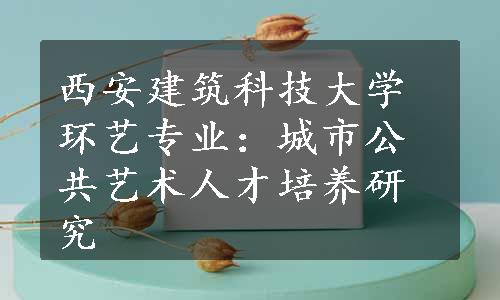 西安建筑科技大学环艺专业：城市公共艺术人才培养研究